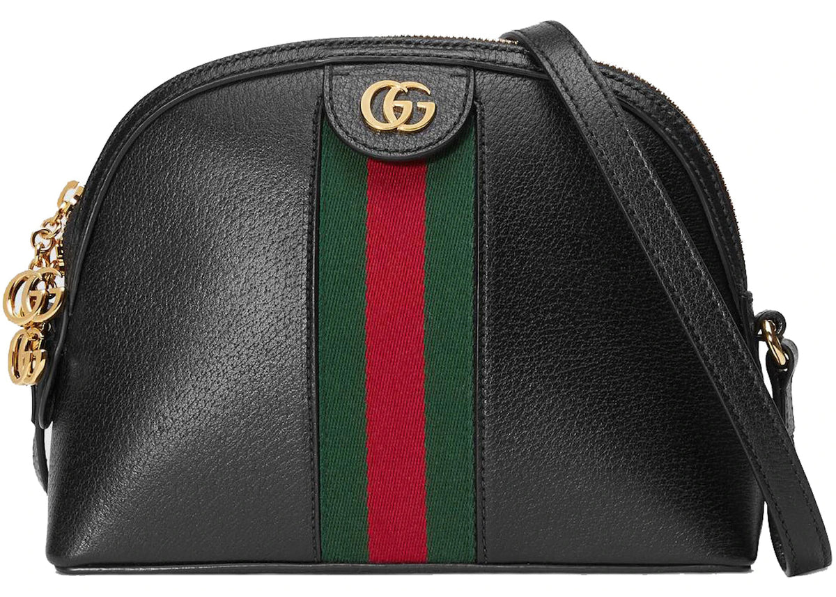 GUCCI Calfskin GG Web Small Ophidia Dome Shoulder Bag Black