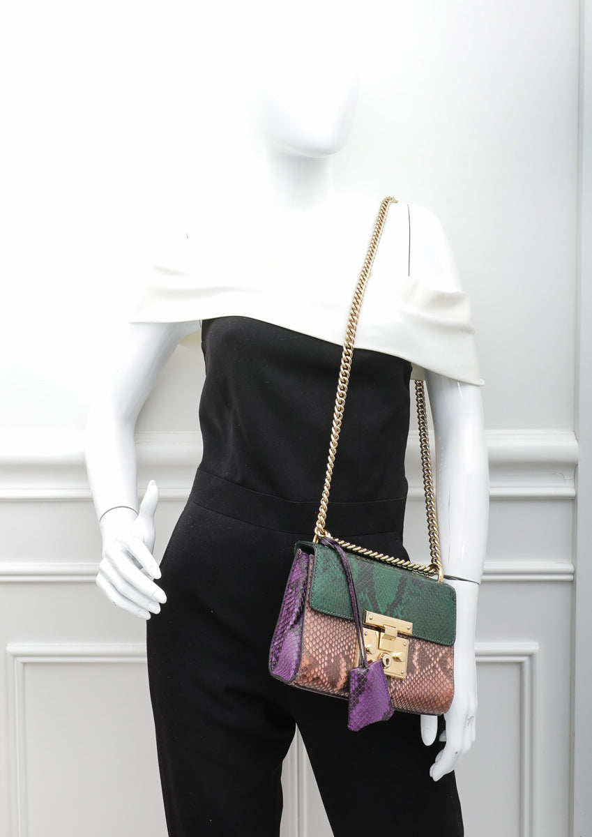 Gucci Multicolor Padlock Python Small Bag