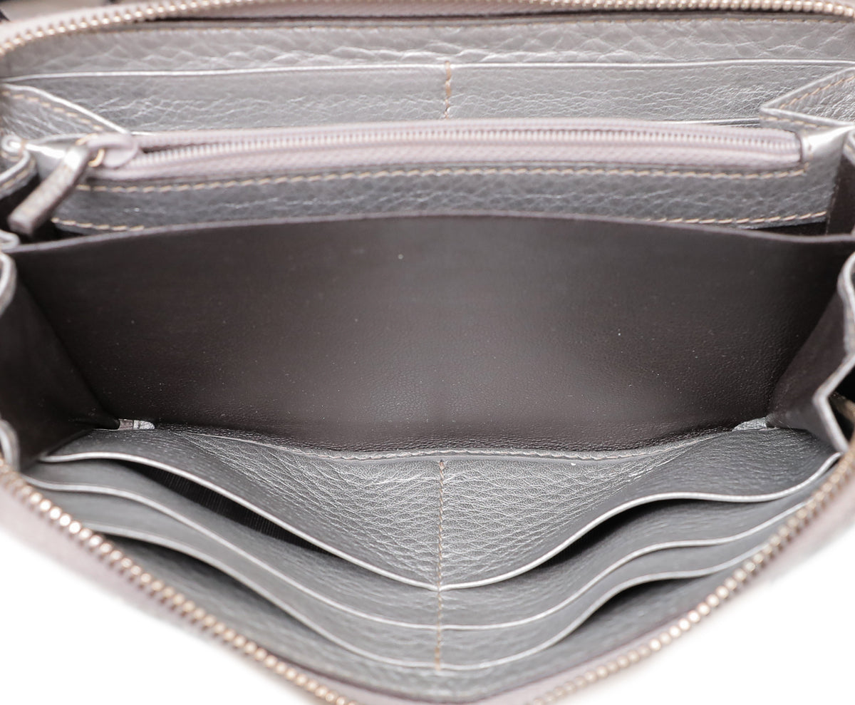 Gucci Metallic Gray Python Bamboo Tassel Zippy Wallet