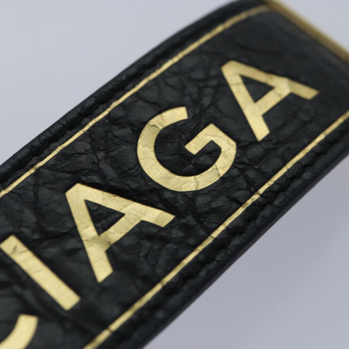balenciaga Bangle Bracelet Leather Black 466597 Auth hk1591