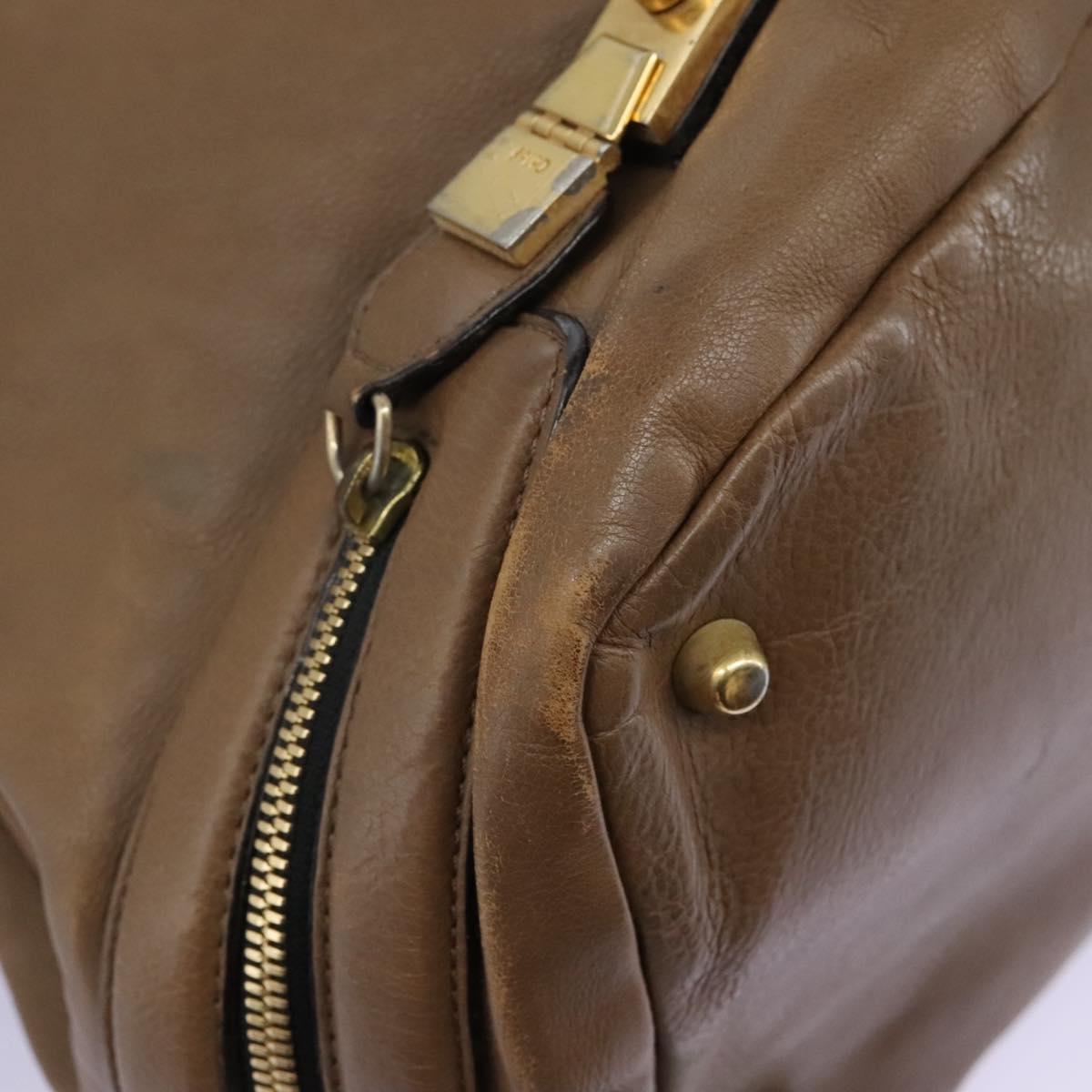 Chloe Shoulder Bag Leather Brown Gold hk2102