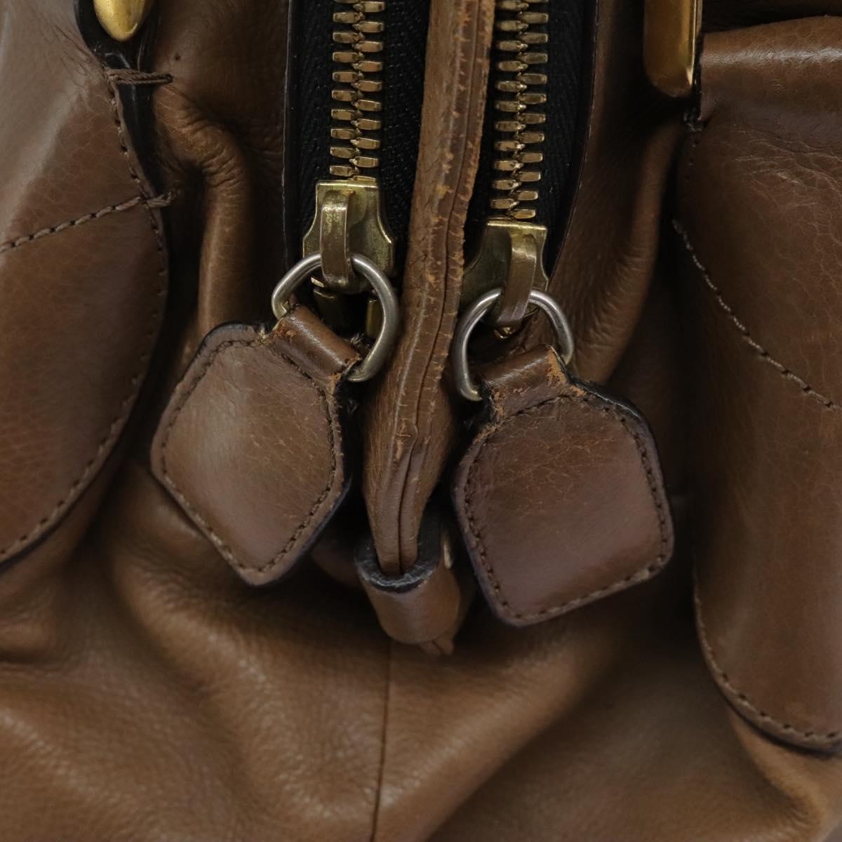 Chloe Shoulder Bag Leather Brown Gold hk2102
