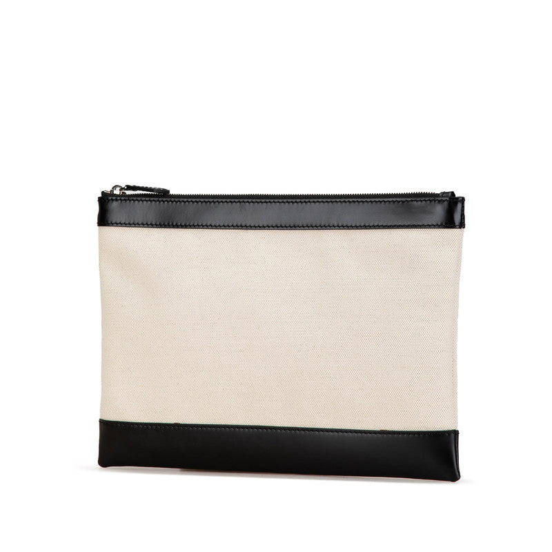 balenciaga Navy Clip M Canvas Leather Clutch
