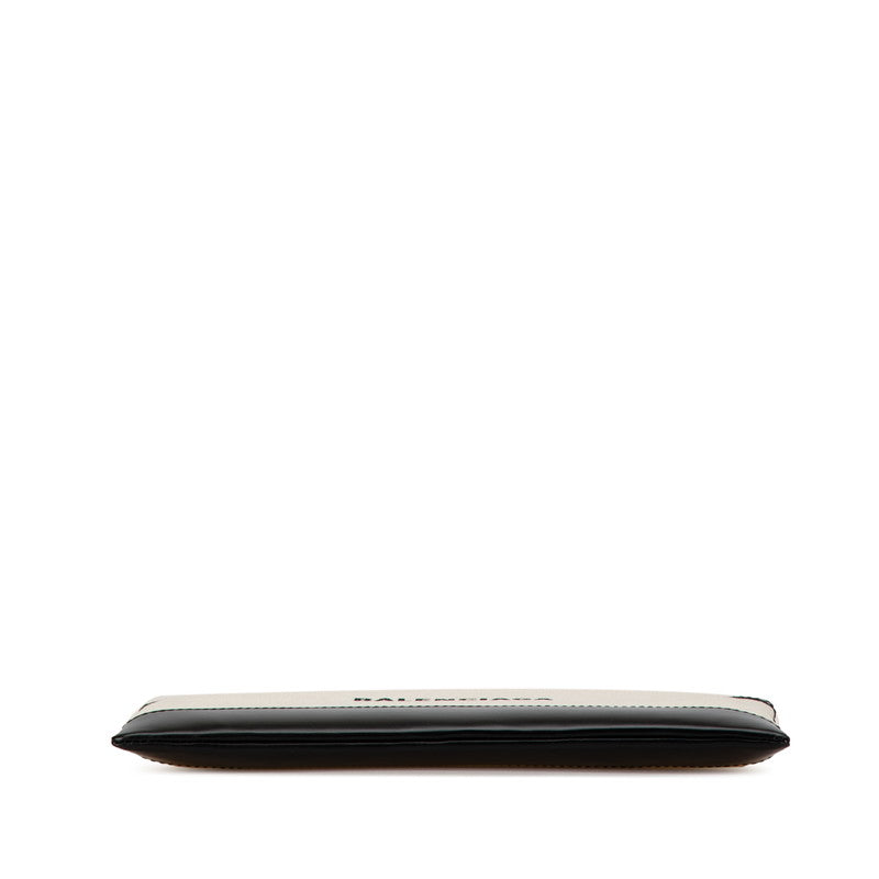 balenciaga Navy Clip M Canvas Leather Clutch
