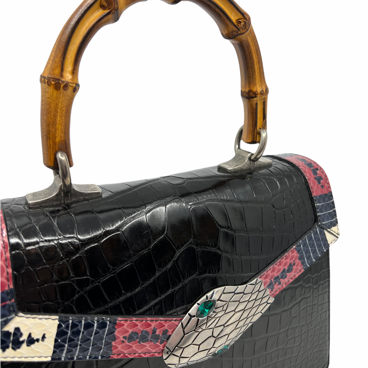 Gucci Alligator Small Lilith Top Handle Bag with Shoulder Strap NEW
