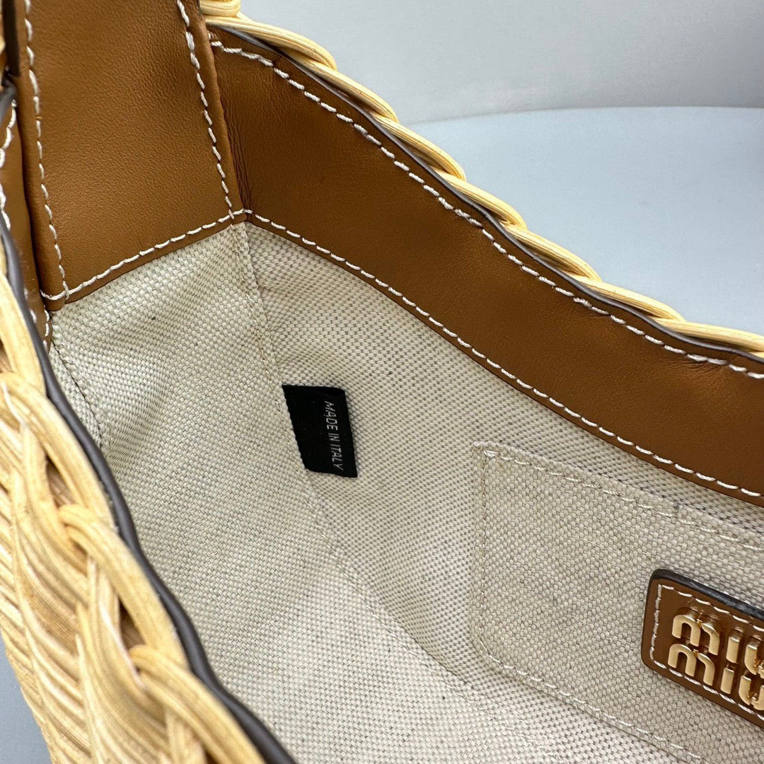 MIU M WANDER WICKER HOBO BAG