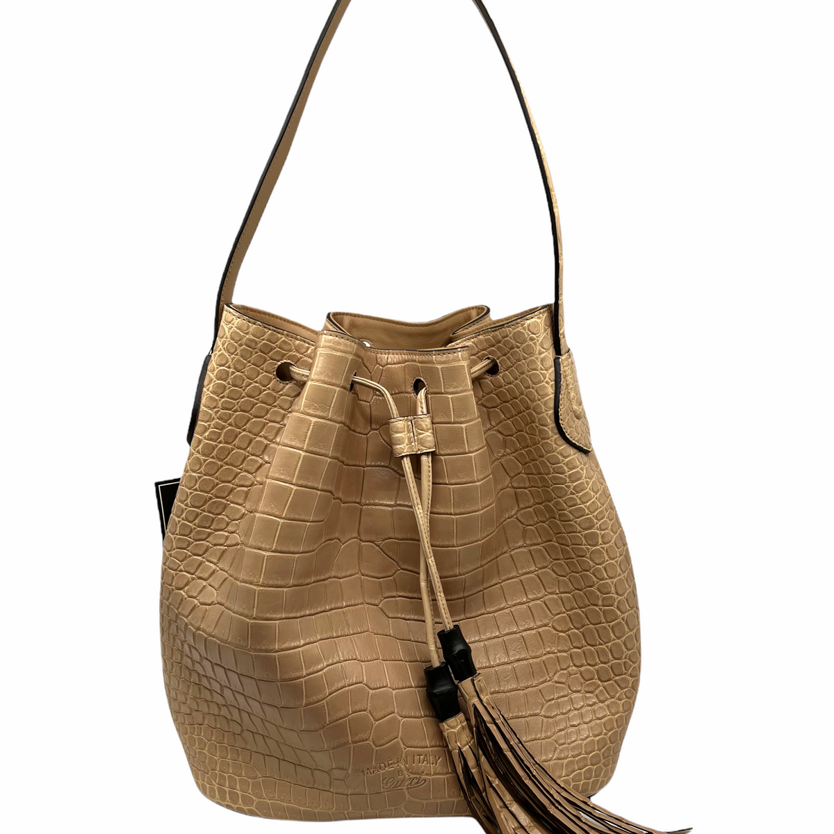 Gucci Lady Tassel Crocodile Bucket Bag