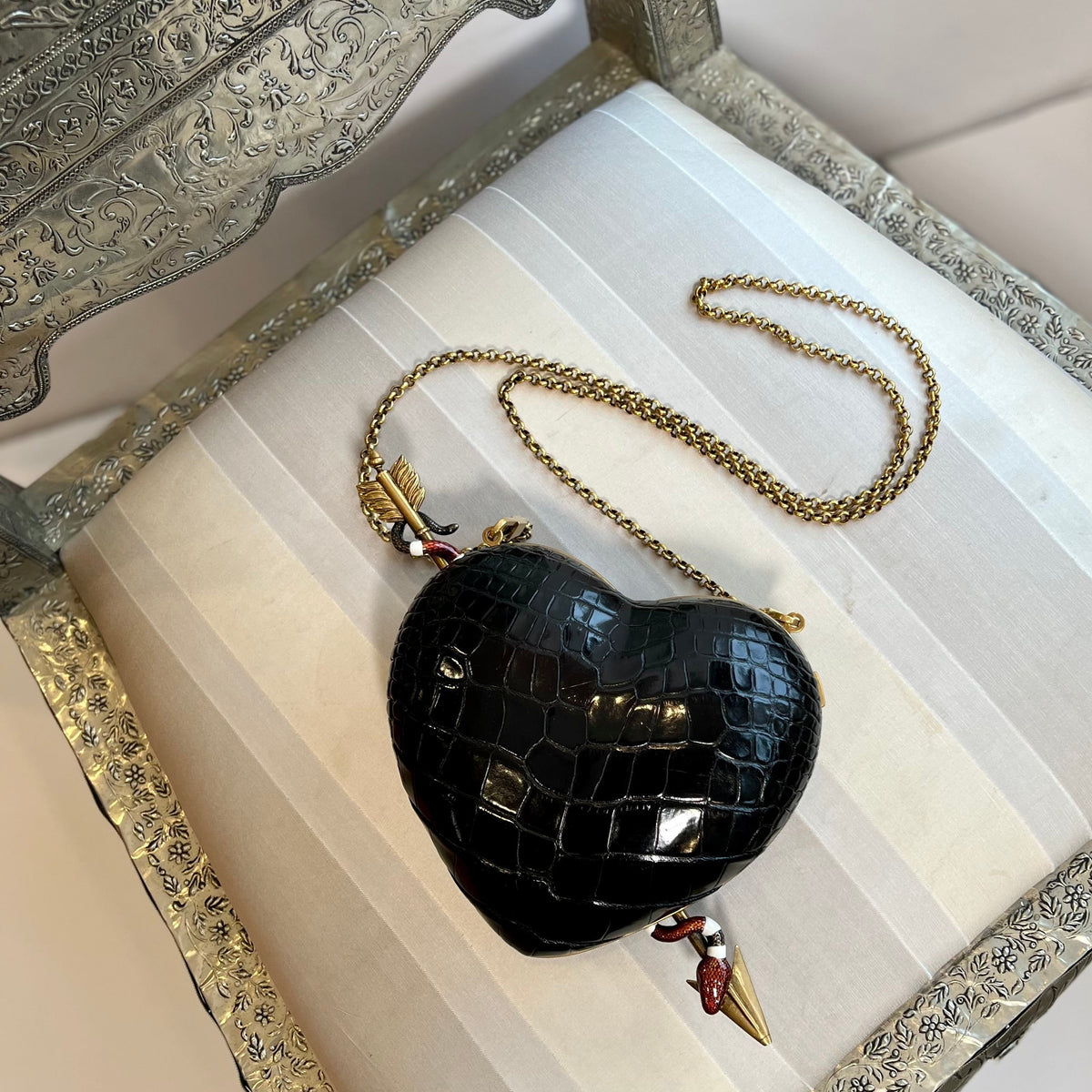 Gucci Limited Edition Heart and Arrow Crocodile Bag NEW