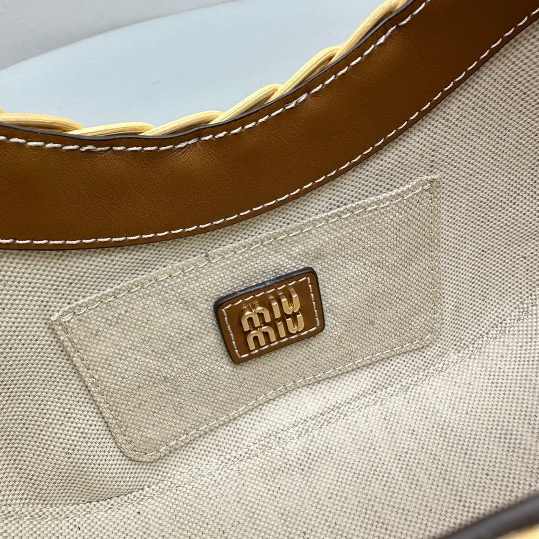 MIU M WANDER WICKER HOBO BAG