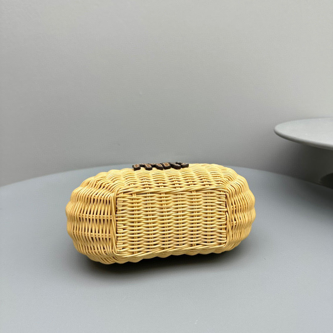 MIU M WANDER WICKER HOBO BAG