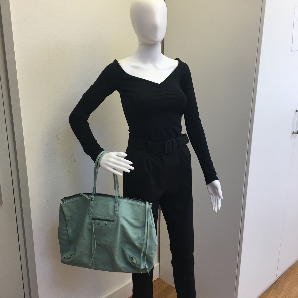 balenciaga Papier Shoulder Bag in Blue Leather