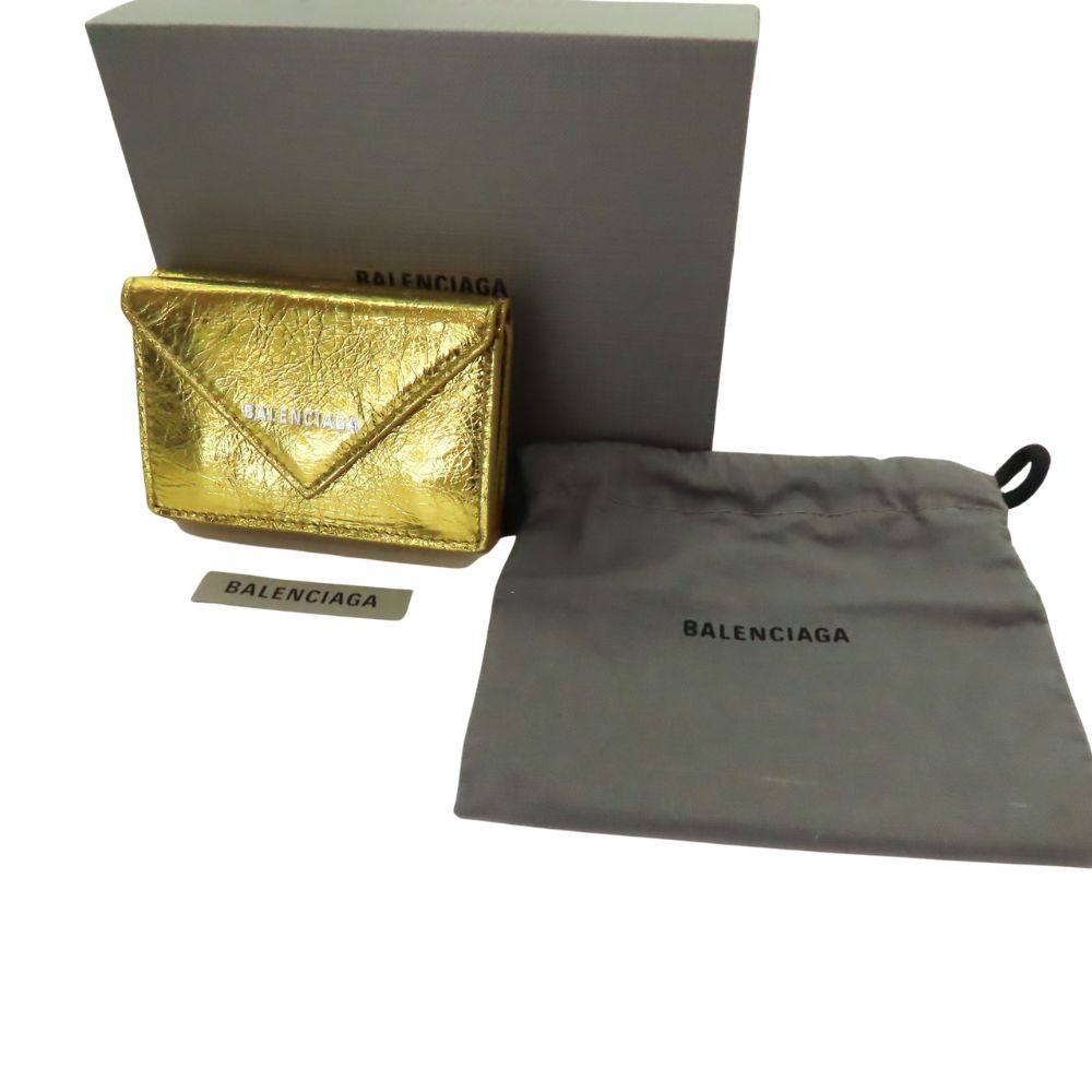balenciaga Lambskin Mini Wallet Gold
