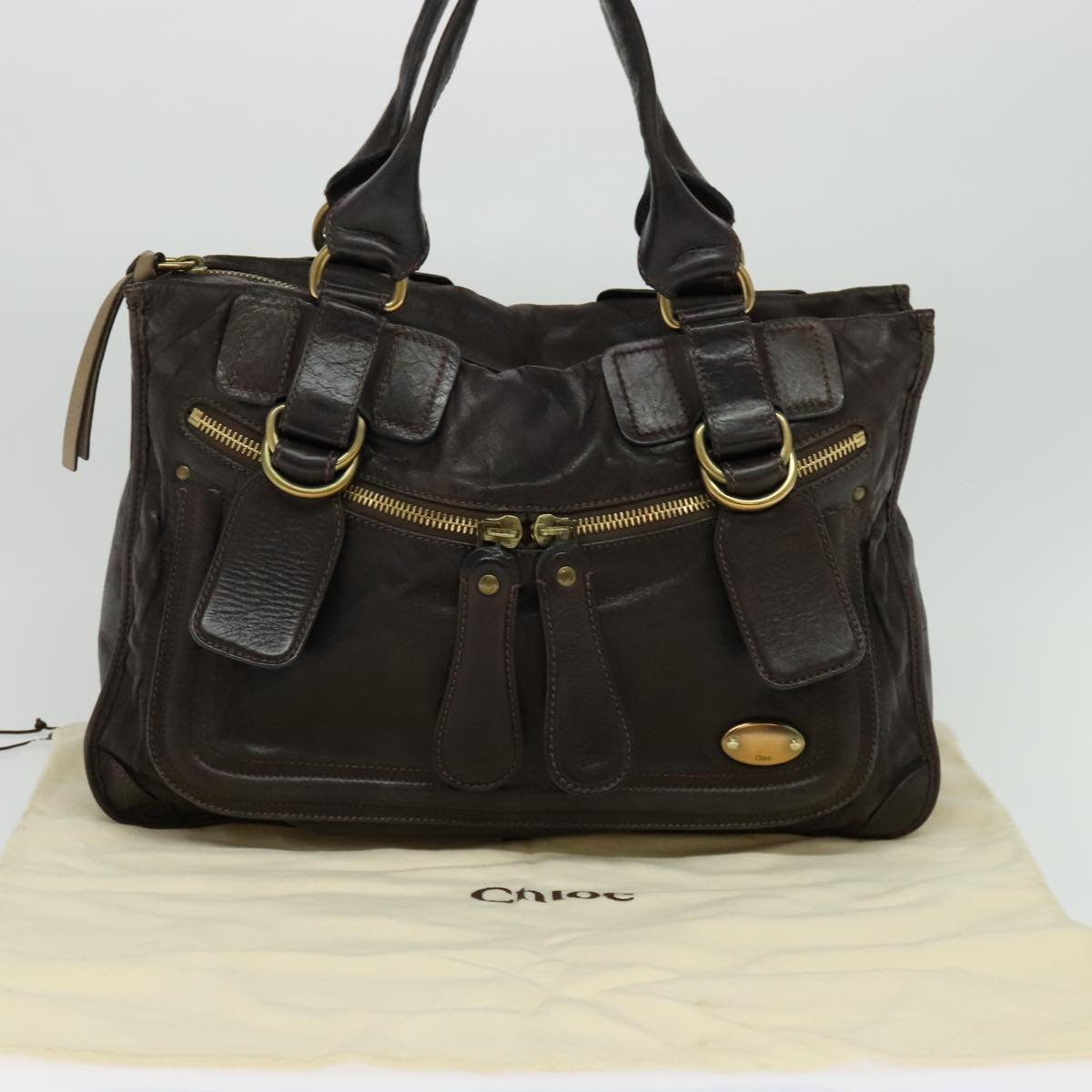Chloe Bay Hand Bag Leather Brown ki5335