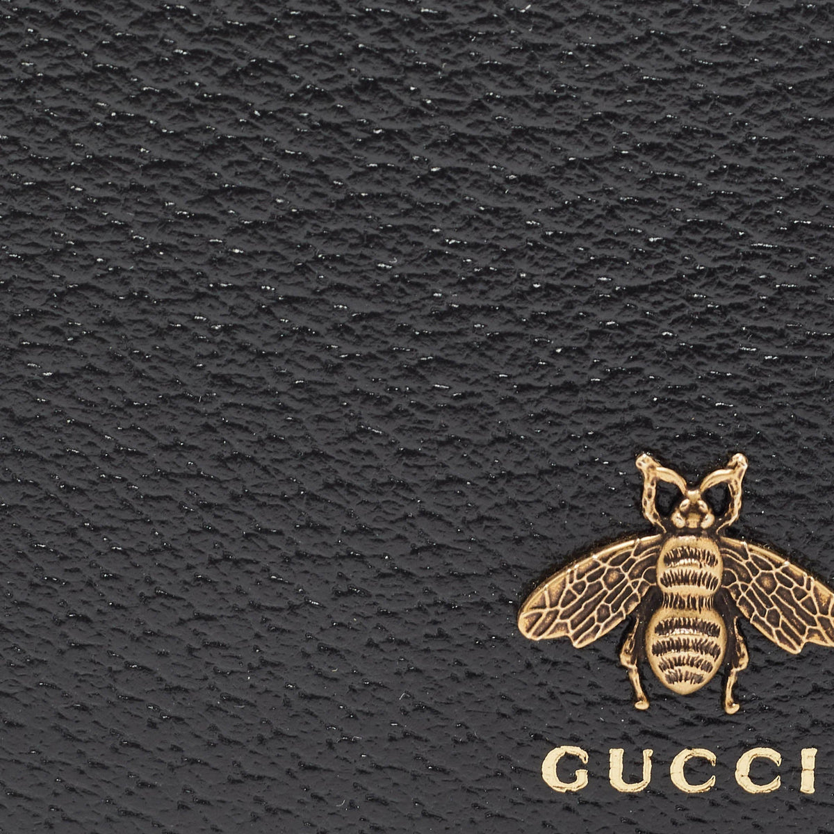 GUCCI Black Leather Animalier Bifold Compact Wallet