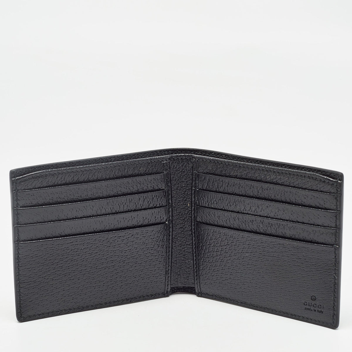 GUCCI Black Leather Animalier Bifold Compact Wallet