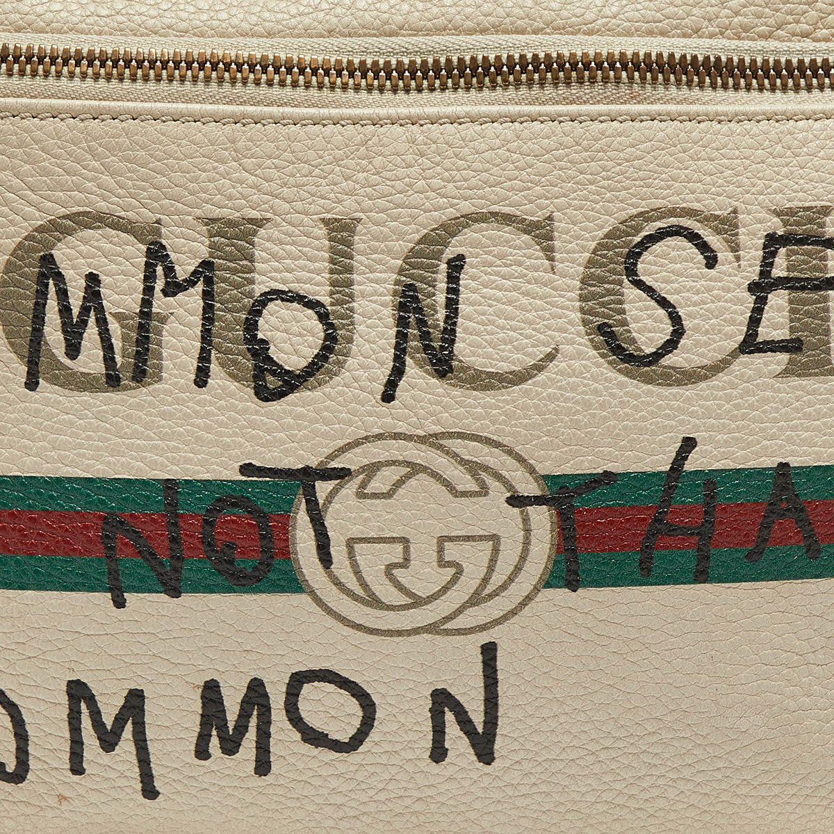 GUCCI Off White Leather Logo Web Belt Bag