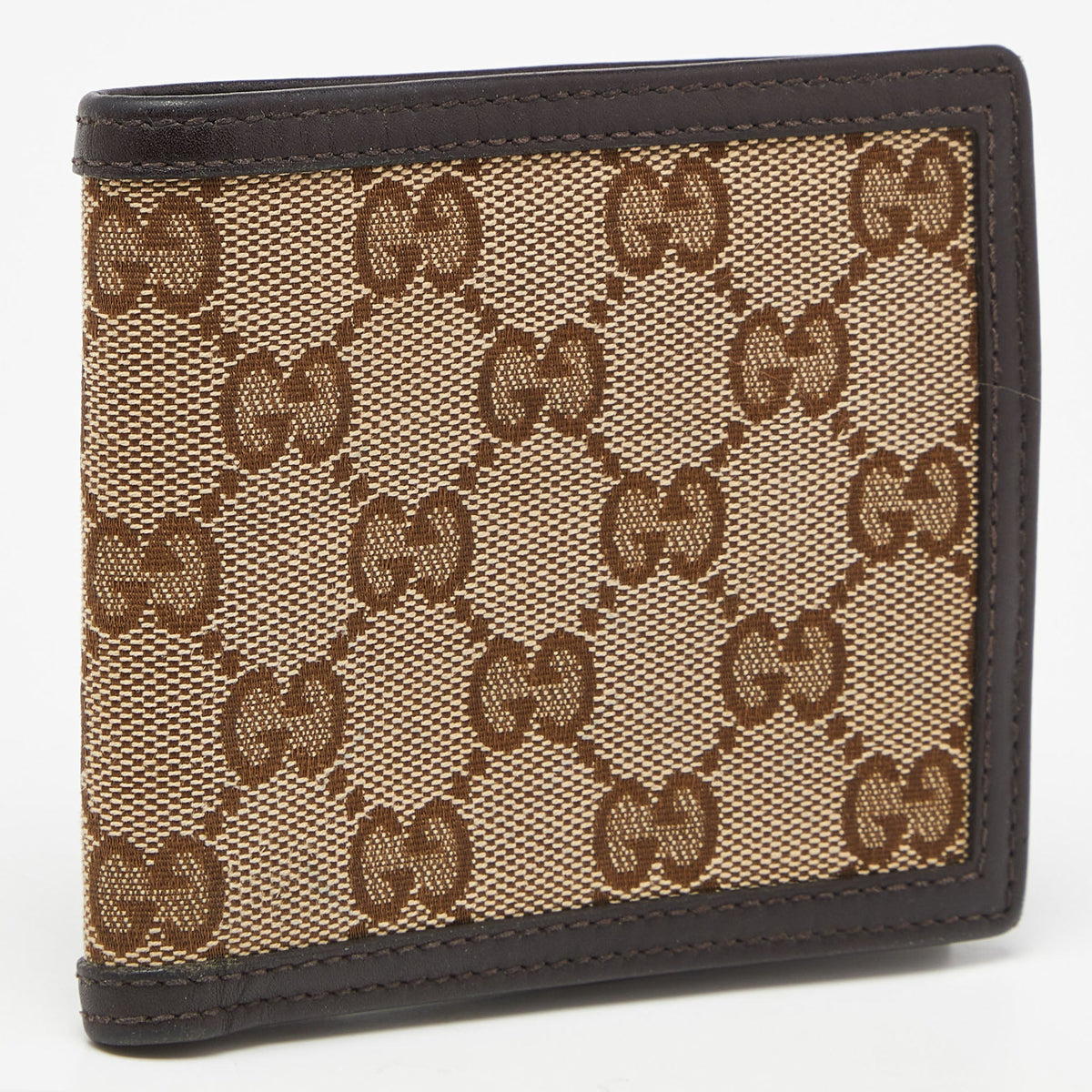 GUCCI Beige/Brown GG Canvas and Leather Bifold Wallet