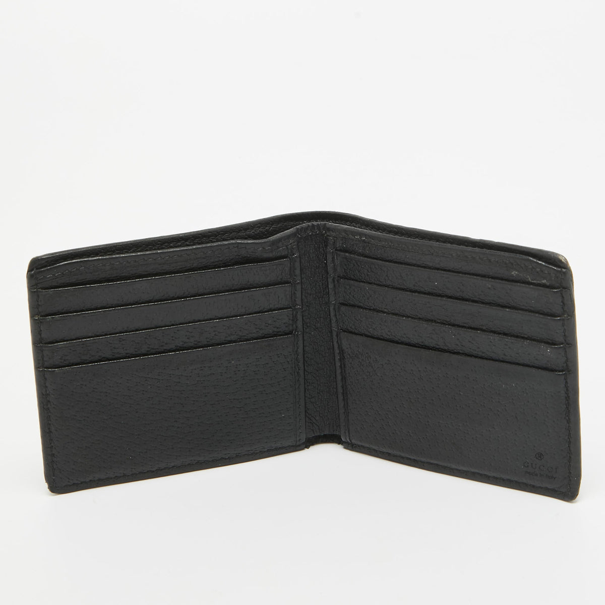 GUCCI Black Leather Animalier Bifold Wallet