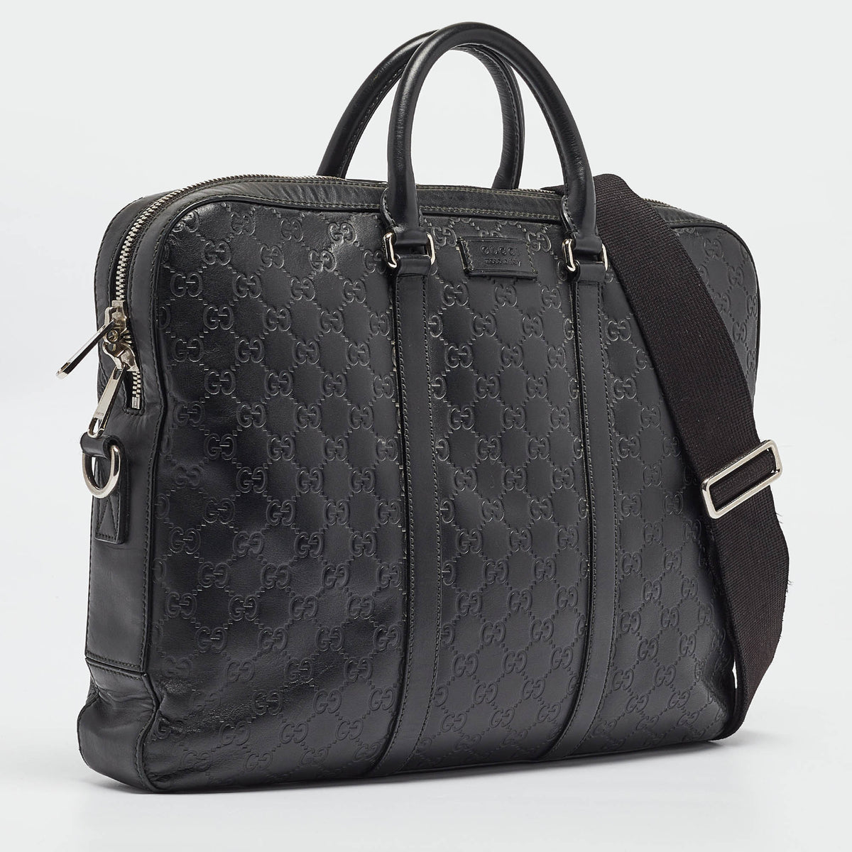 GUCCI Black ssima Leather Briefcase