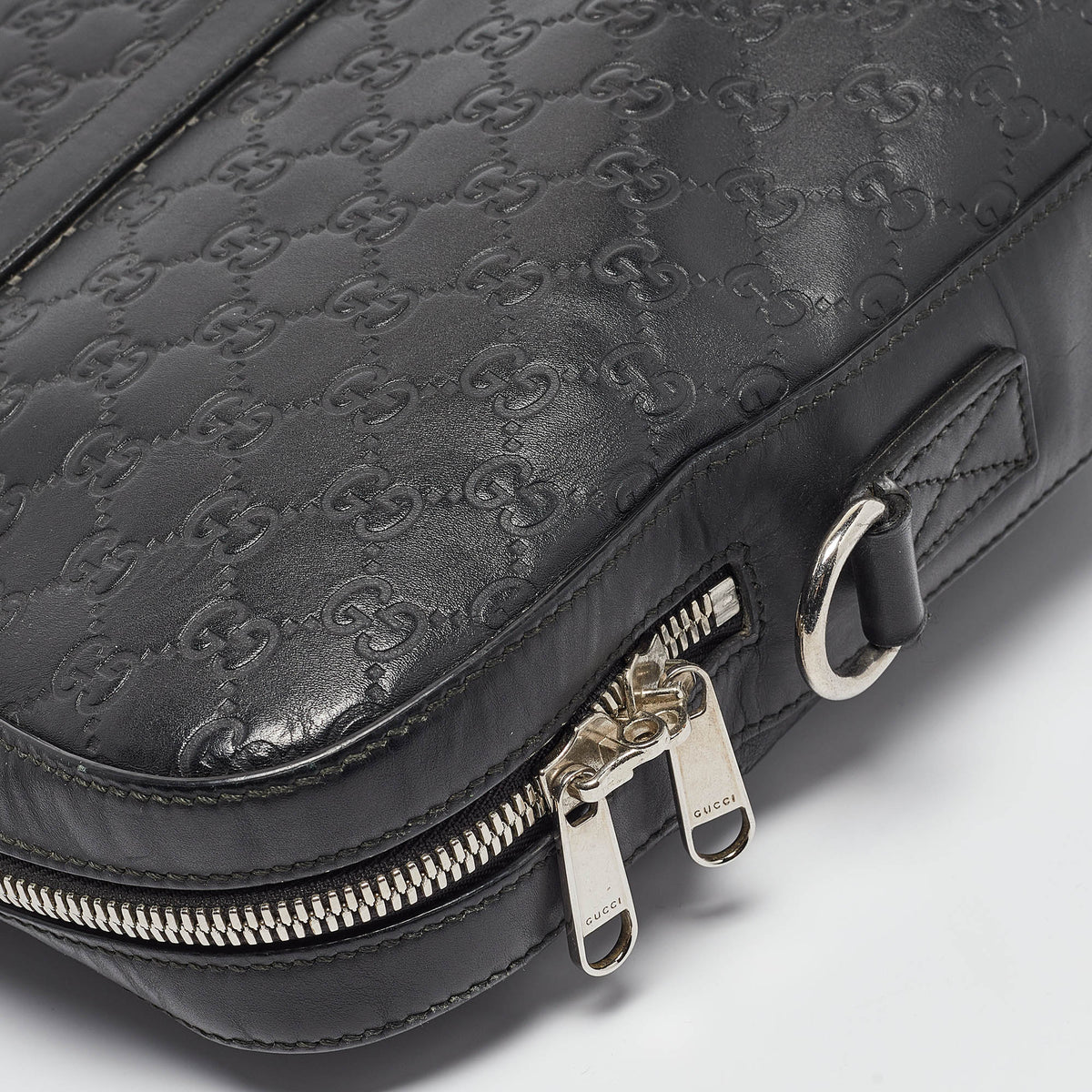 GUCCI Black ssima Leather Briefcase