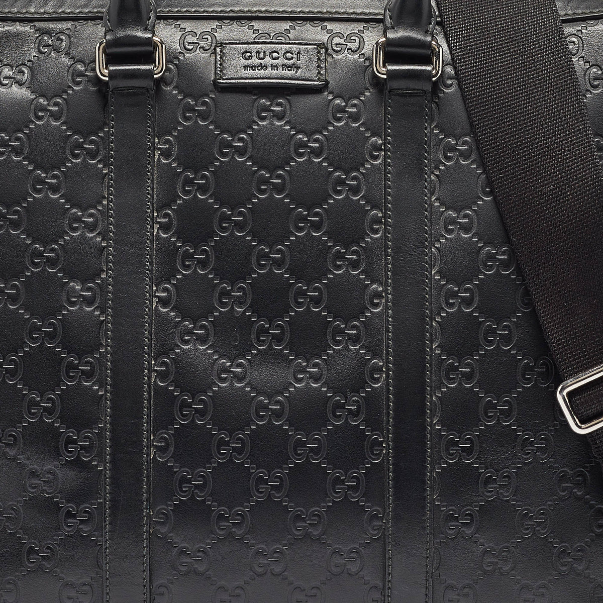 GUCCI Black ssima Leather Briefcase