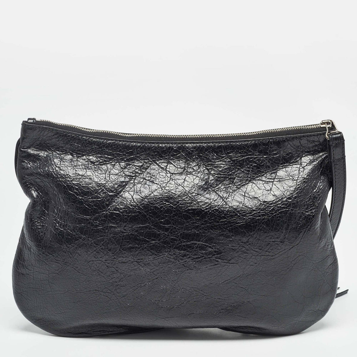 balenciaga Black Leather SGH Flat Wristlet Clutch