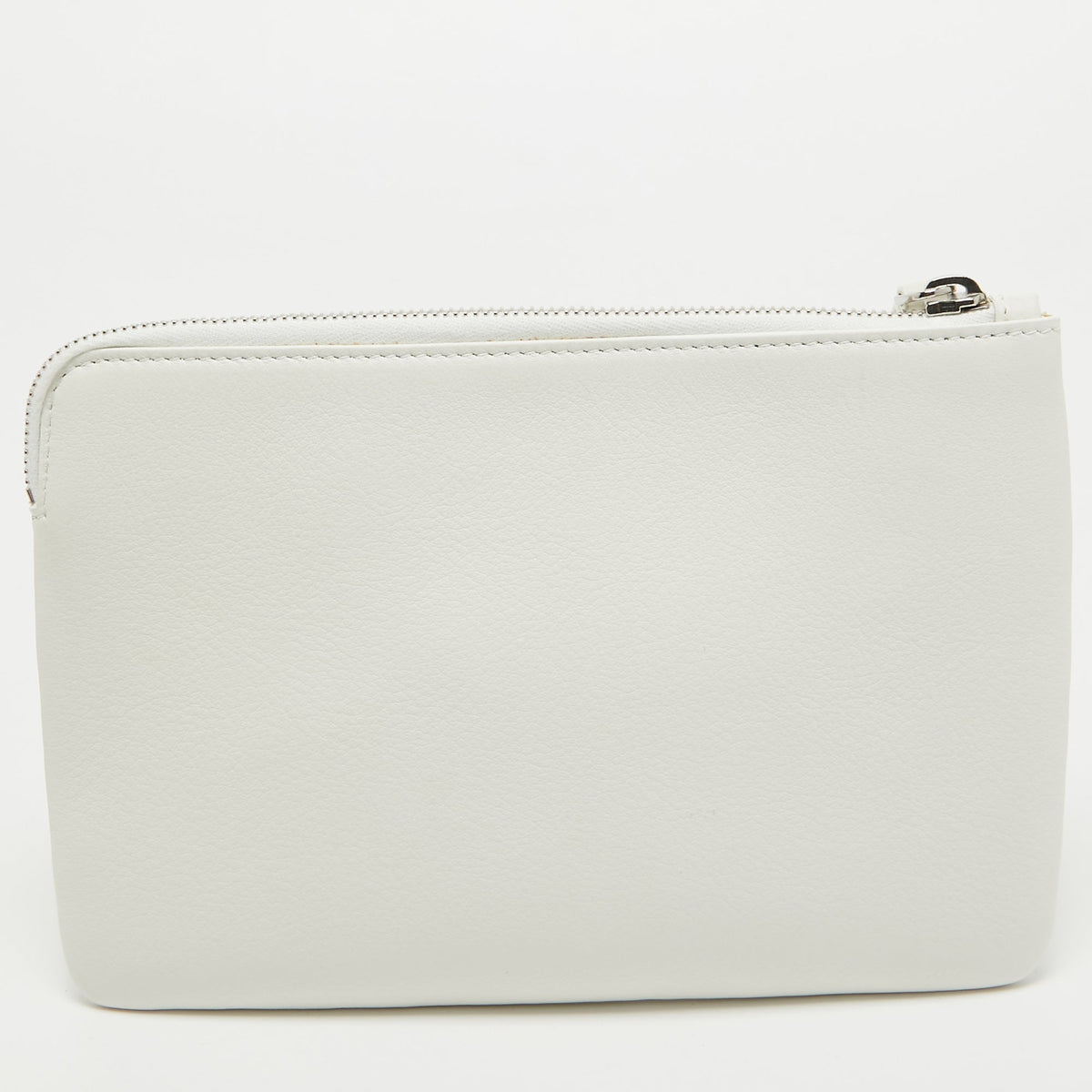balenciaga White Leather Zip Pouch