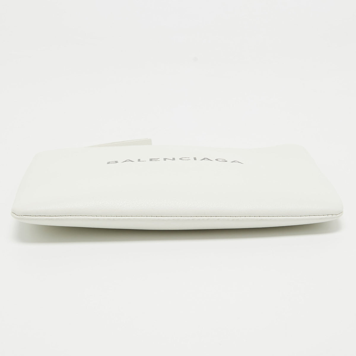 balenciaga White Leather Zip Pouch