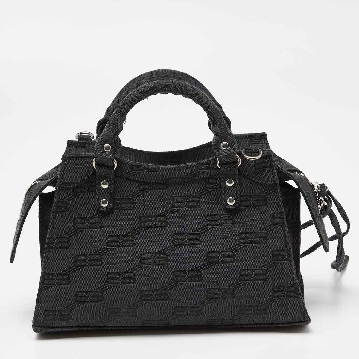 balenciaga Black BB Monogram Canvas XS Neo Cagole Bag