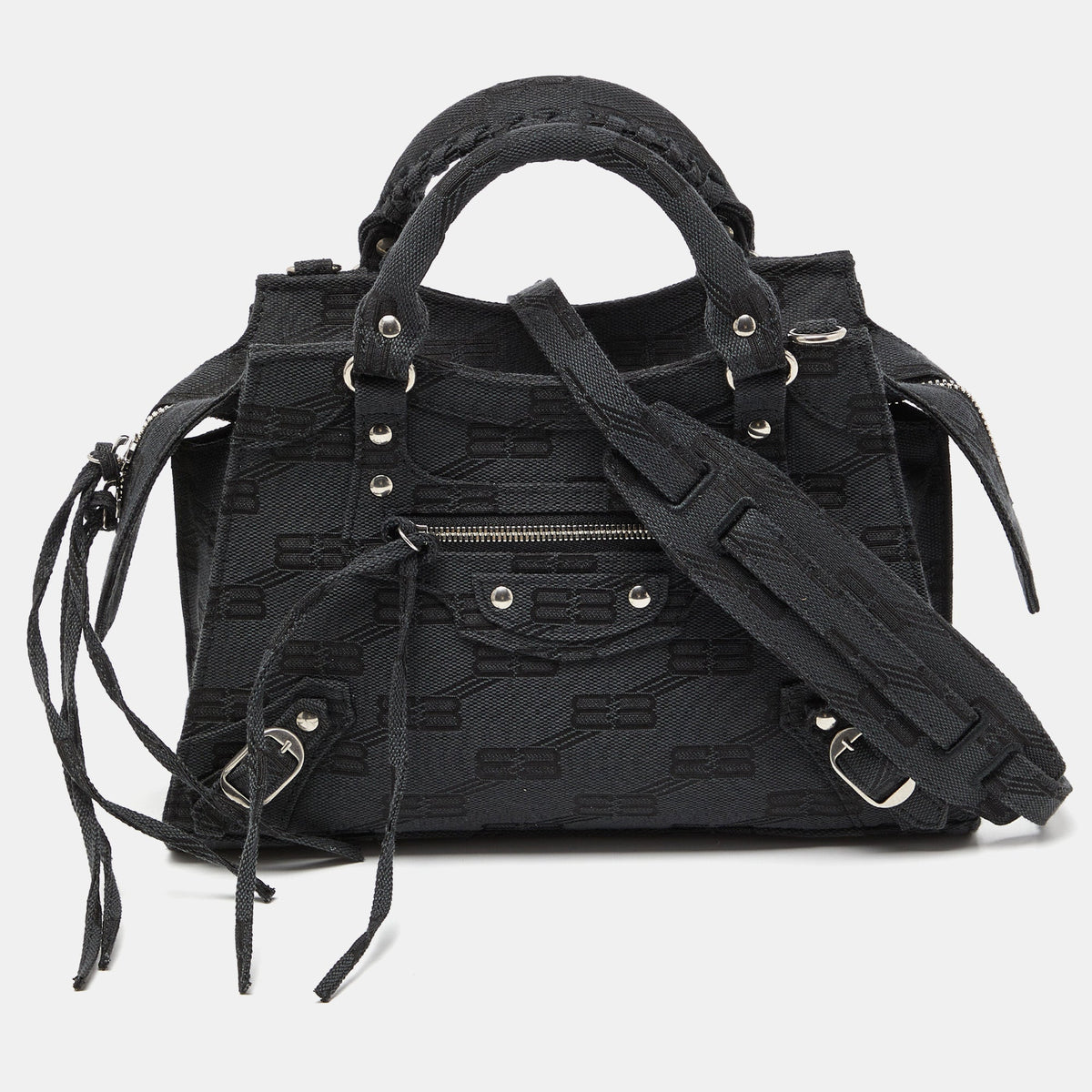 balenciaga Black BB Monogram Canvas XS Neo Cagole Bag