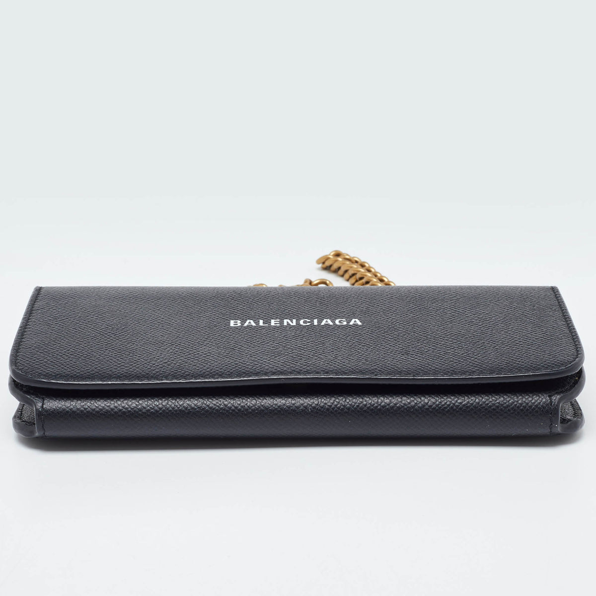 balenciaga Black Leather Everyday Wallet on Chain