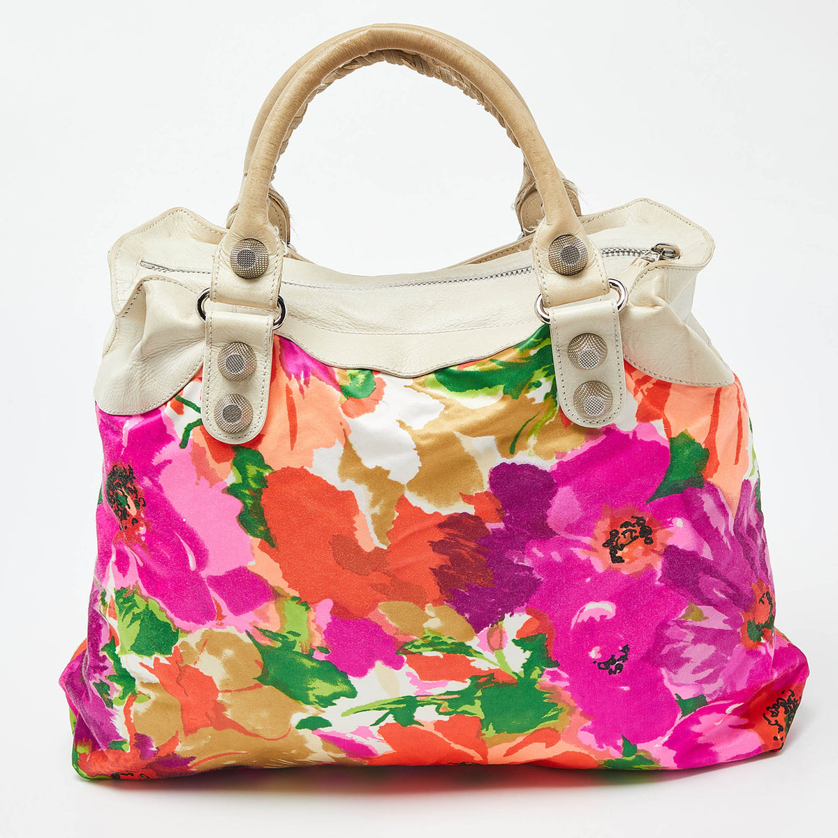 balenciaga Multicolor Printed Nylon and Leather GSH Brief Bag
