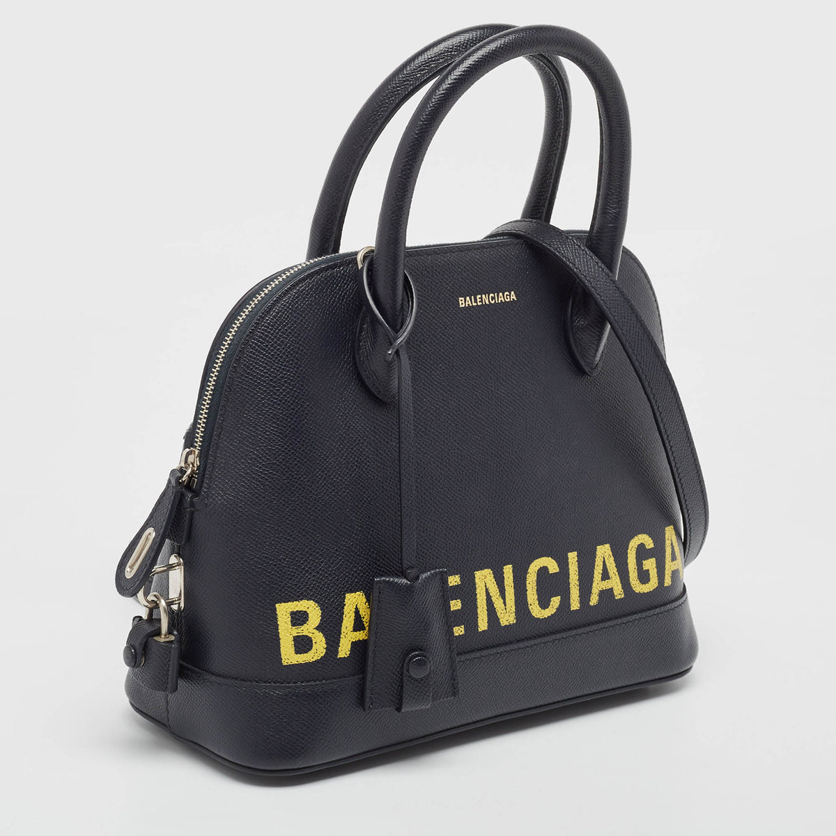 balenciaga Navy Blue Leather Small Ville Bag