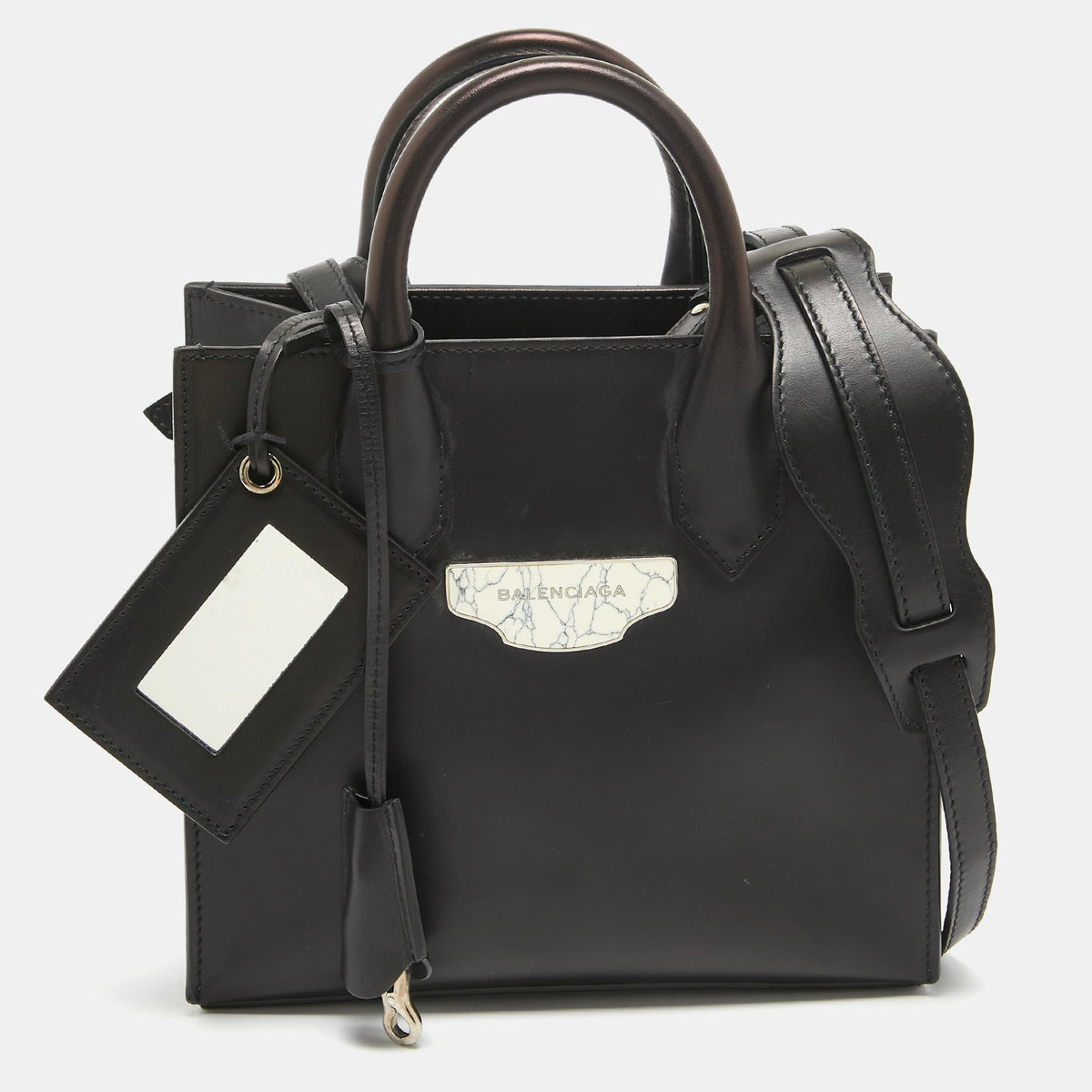 balenciaga Black Leather Mini All Afternoon Tote
