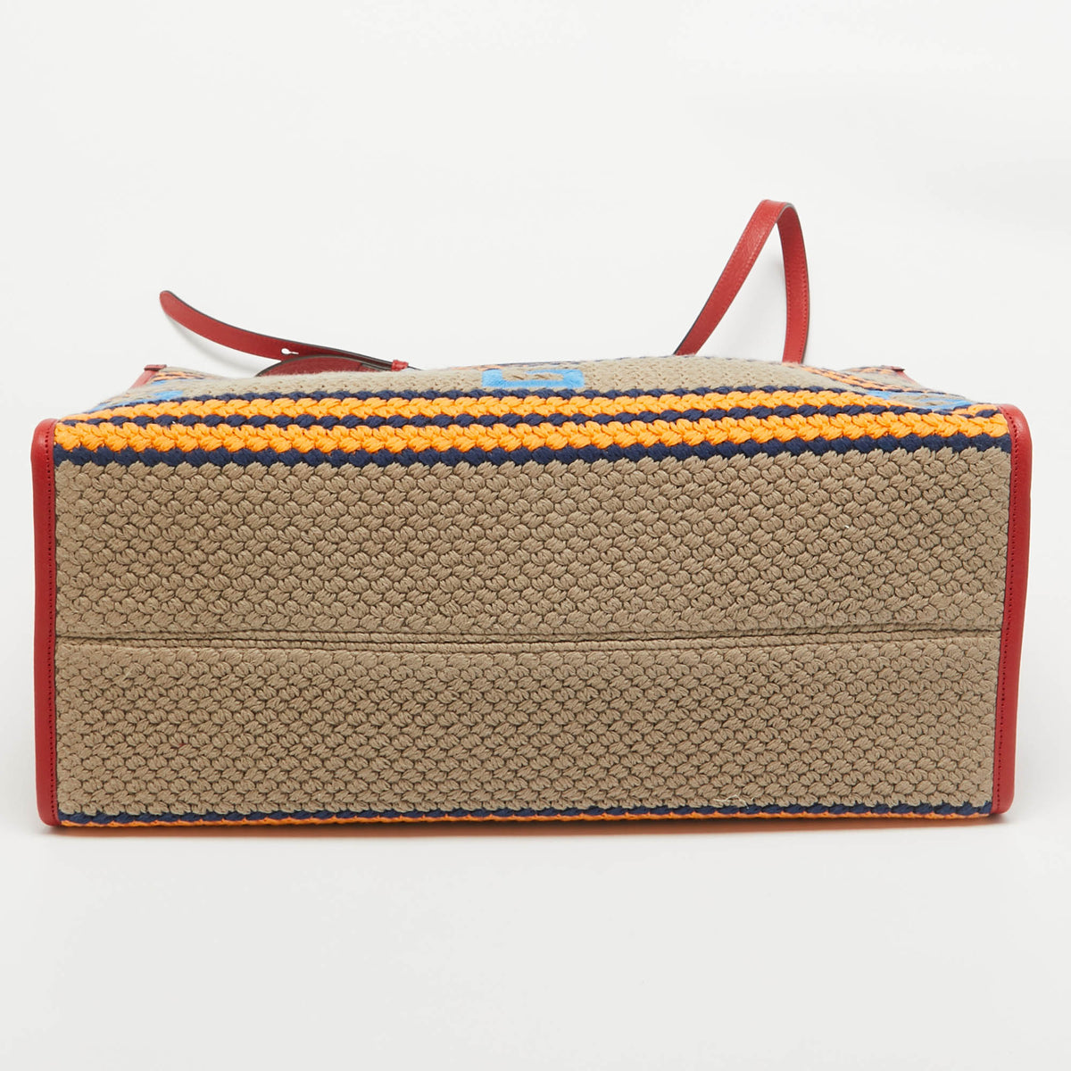 GUCCI Multicolor Woven Fabric and Leather Square G Mykonos Tote