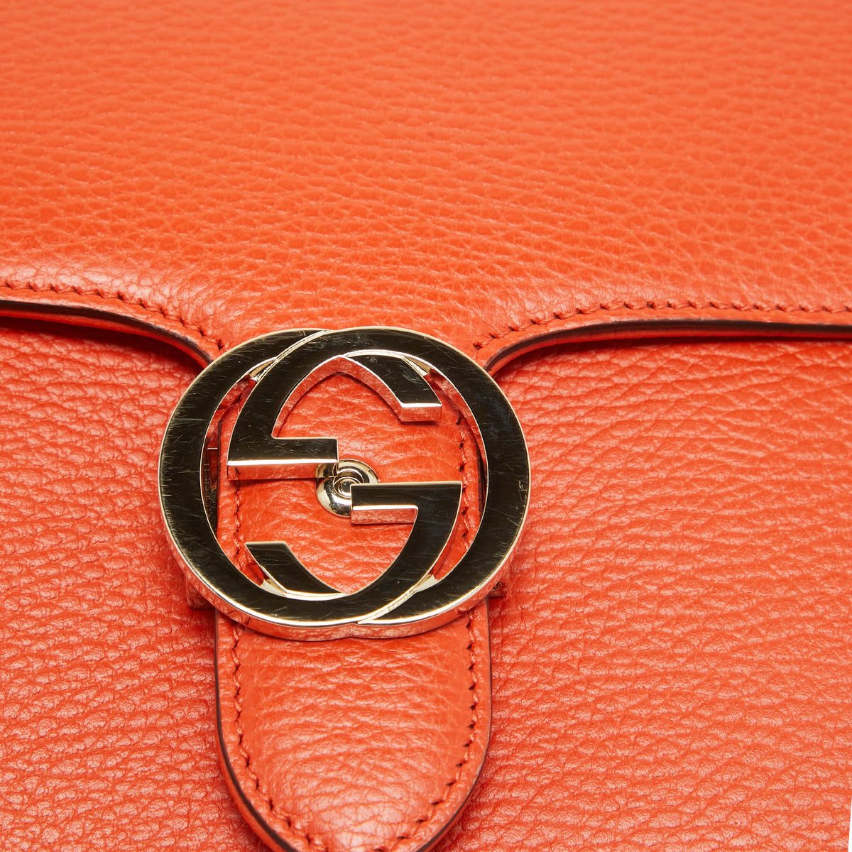 GUCCI Orange Leather Dollar Interlocking G Shoulder Bag