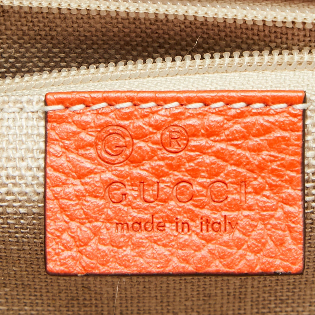 GUCCI Orange Leather Dollar Interlocking G Shoulder Bag