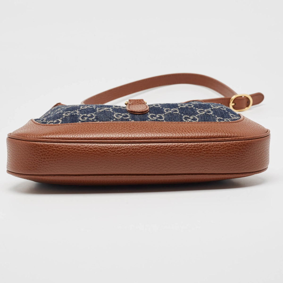 GUCCI Brown/Blue GG Denim and Leather Jackie 1961 Shoulder Bag