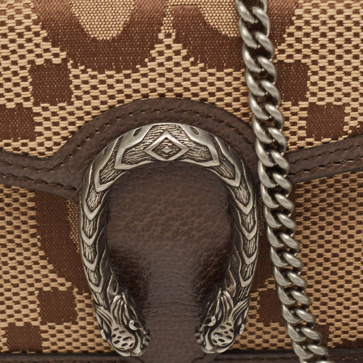 GUCCI Brown Jumbo GG Canvas and Leather Super Mini Dionysus Shoulder Bag