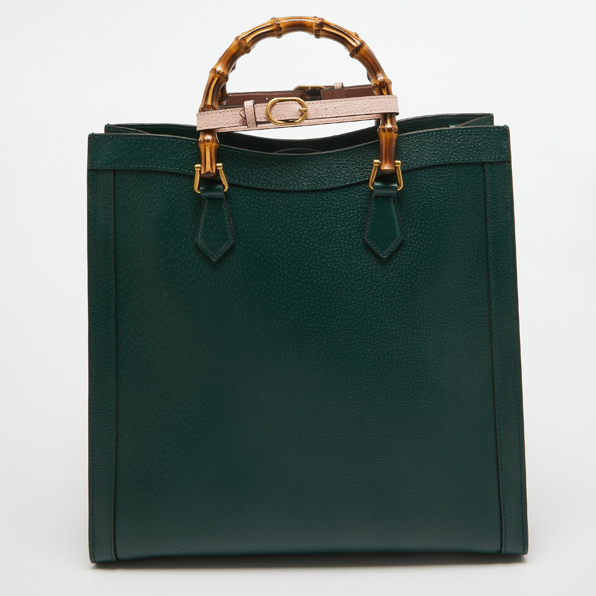 GUCCI Green Leather Large Bamboo Diana Tote