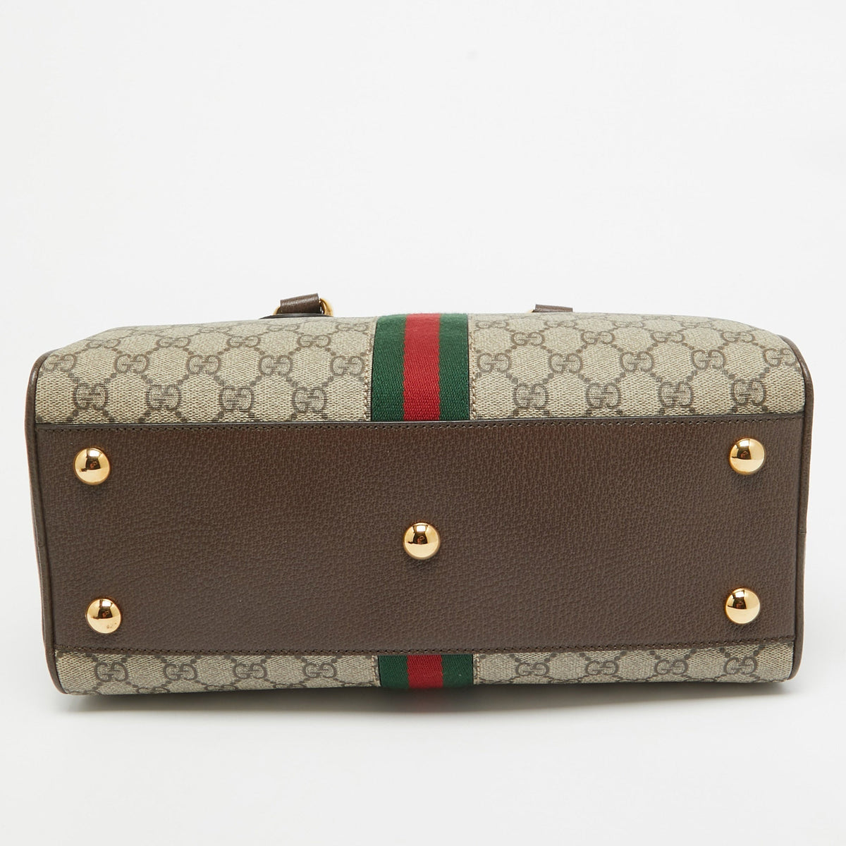 GUCCI Brown/Beige GG Canvas and Leather Medium Ophidia Satchel