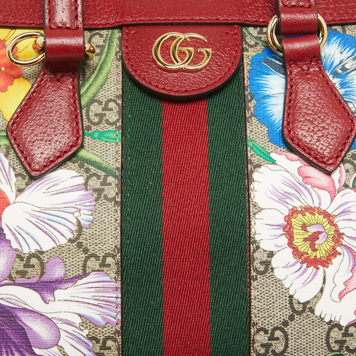 GUCCI Multicolor Floral GG Supreme Canvas Small Ophidia Tote