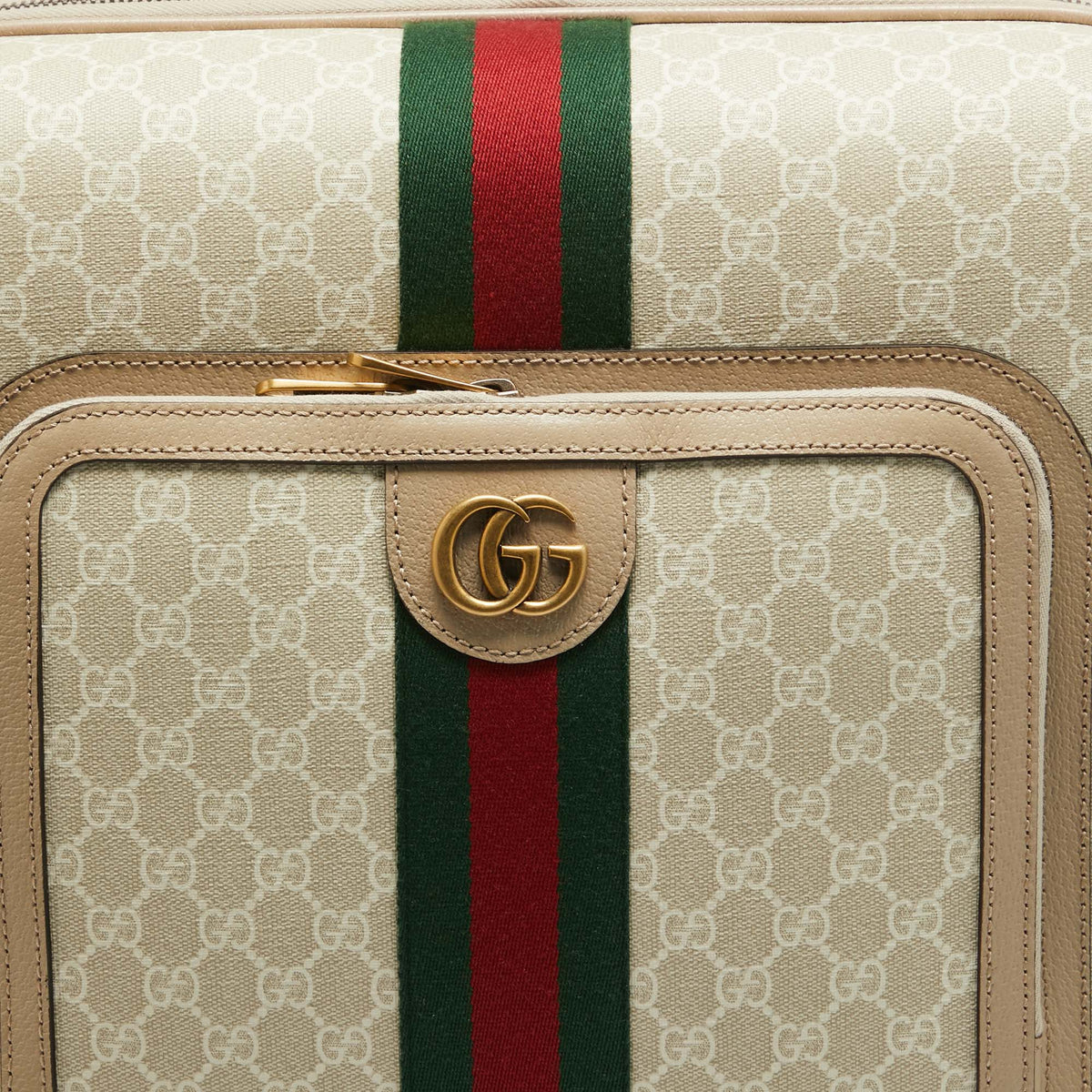 GUCCI Beige GG Supreme Canvas and Leather Small Savoy Cabin Trolley