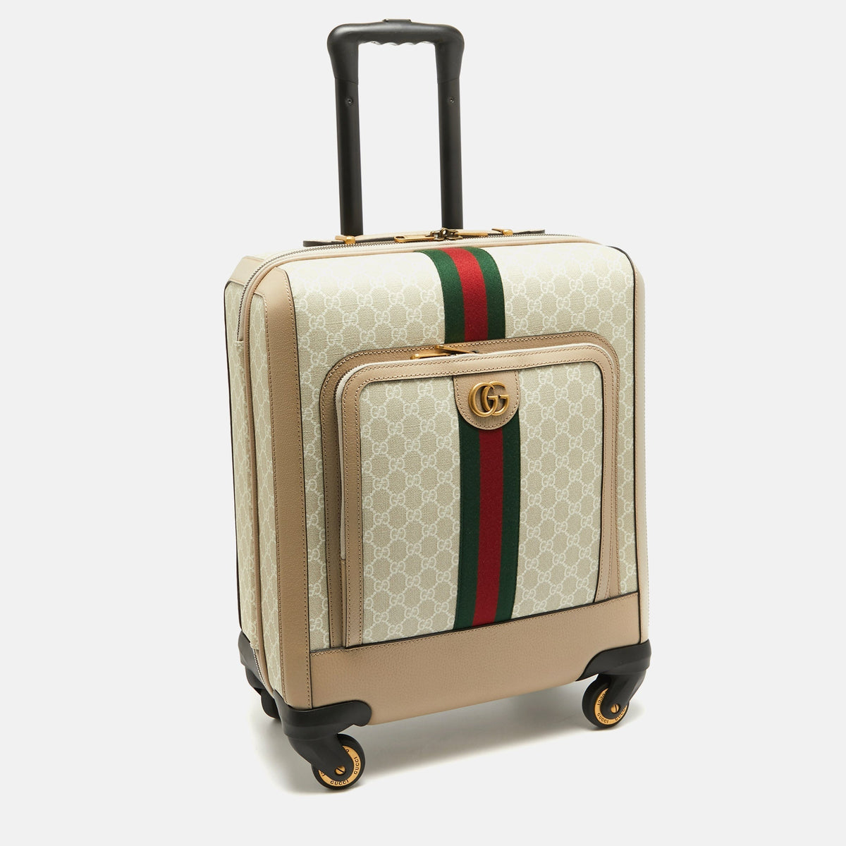 GUCCI Beige GG Supreme Canvas and Leather Small Savoy Cabin Trolley