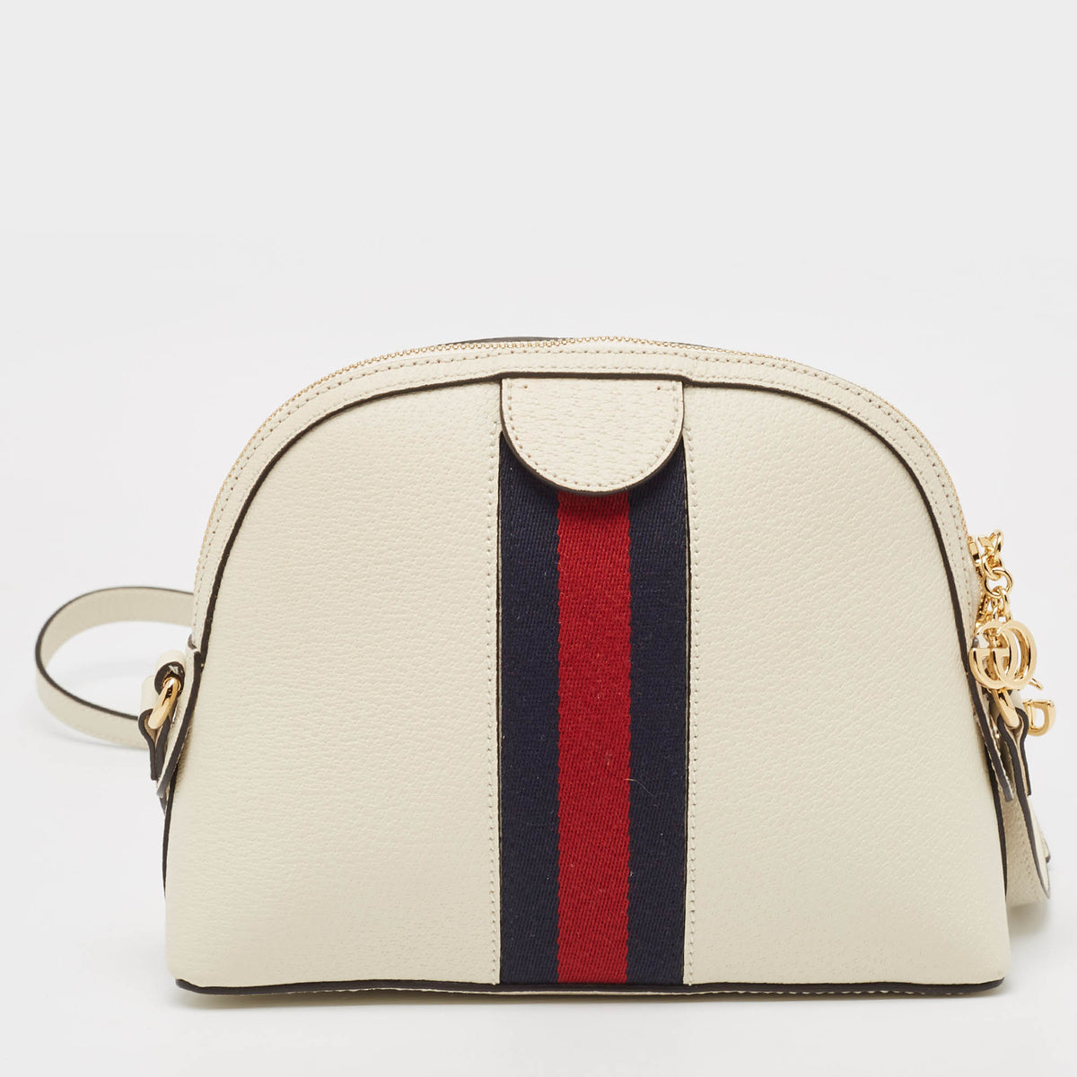 GUCCI White Leather Small Ophidia Shoulder Bag