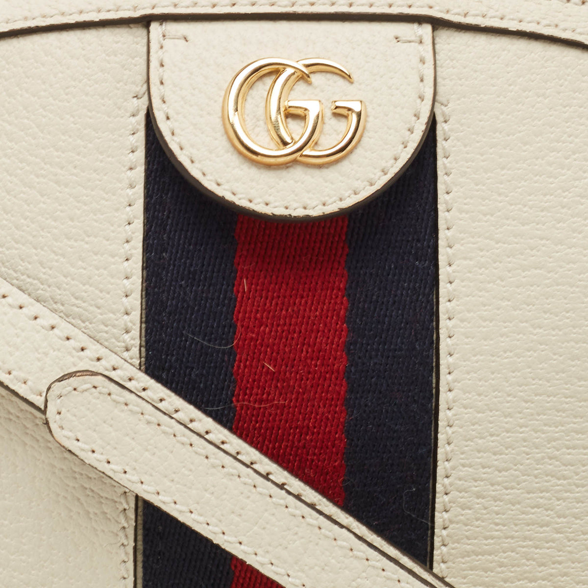 GUCCI White Leather Small Ophidia Shoulder Bag