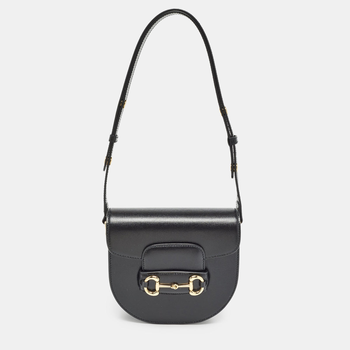 GUCCI Black Leather Mini Horsebit 1955 Rounded Bag