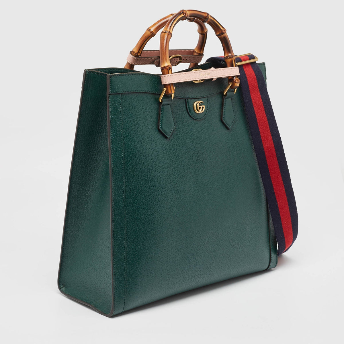 GUCCI Green Leather Bamboo Diana Tote