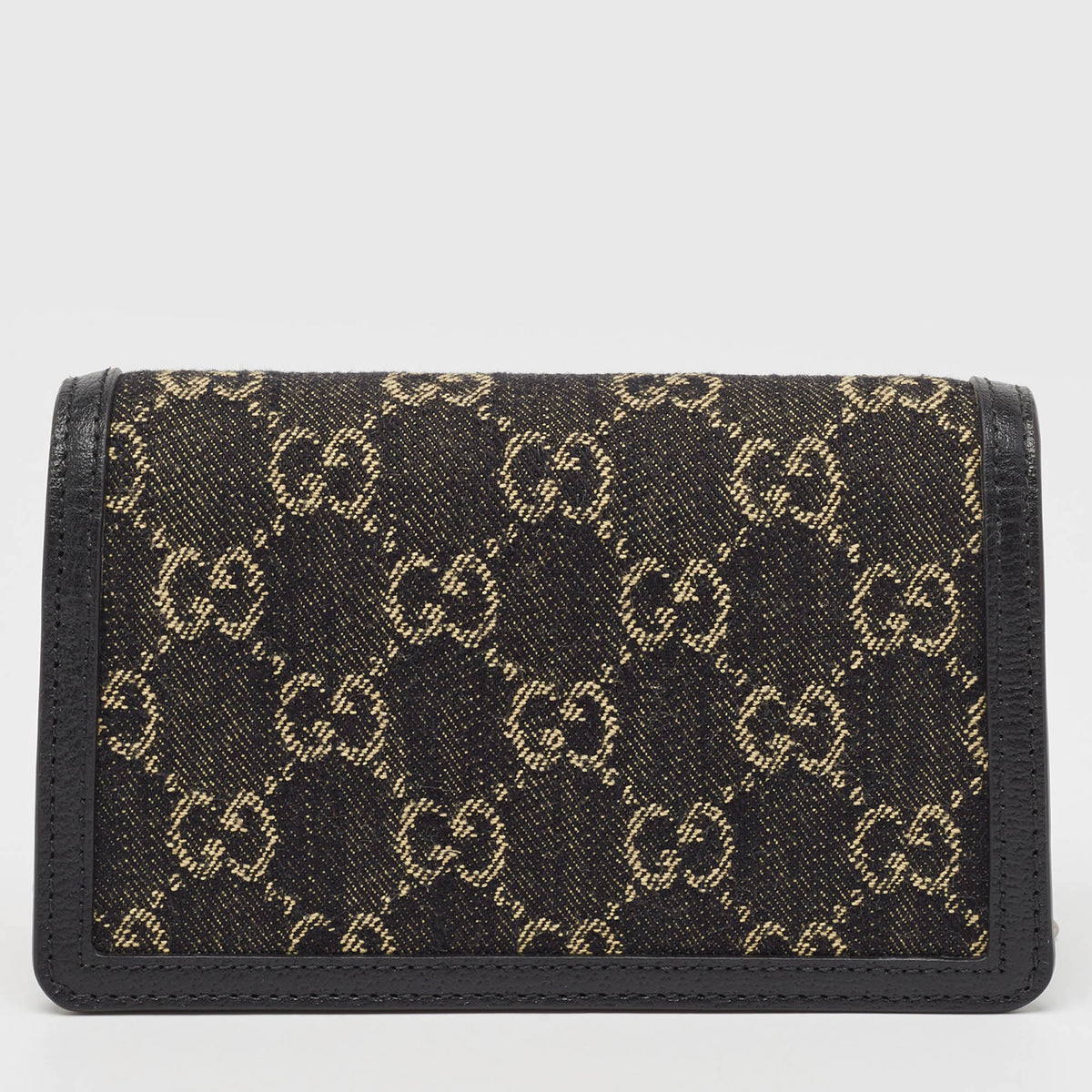 GUCCI Black/Beige GG Denim and Suede Super Mini Dionysus Shoulder Bag