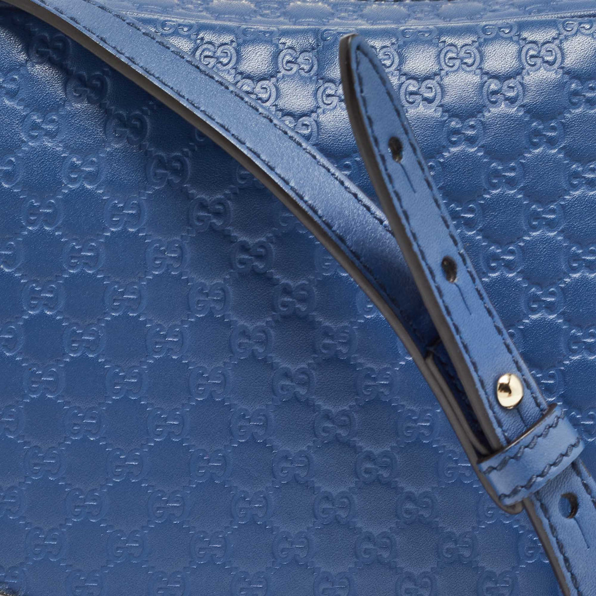 GUCCI Blue Micro ssima Leather Bree Crossbody Bag